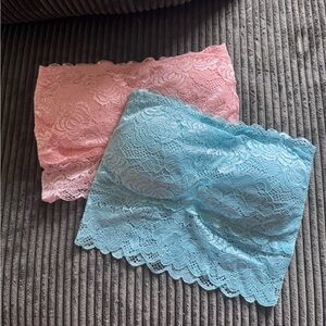 Itzon Lace Bandeau Duo — Pink & Blue